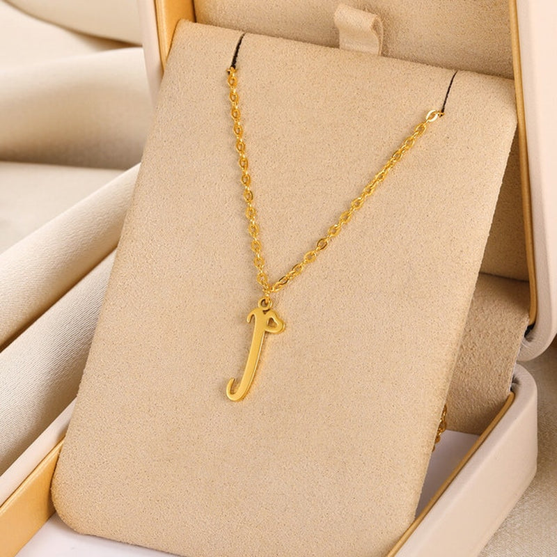 Initial pendant necklaces in cursive letter