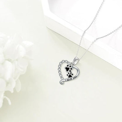 Heart Paw Pendant Necklace
