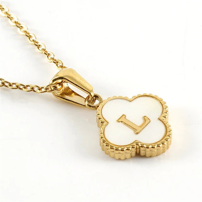 Clover-shaped initial necklace