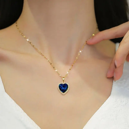 Round Cut Sapphire Necklace | White Gold