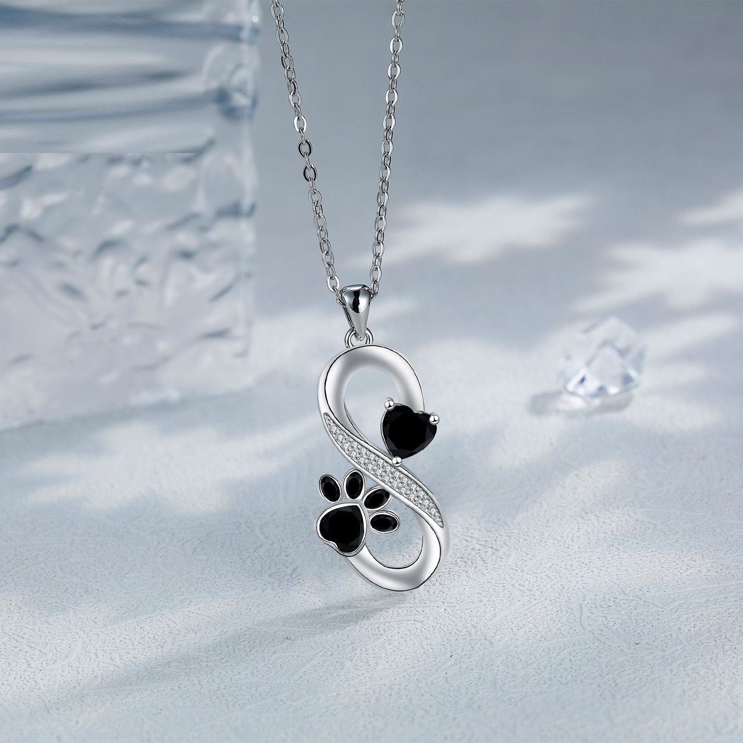 Infinity Symbol Hearts Paw Print Necklace