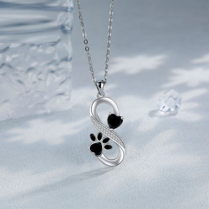 Infinity Symbol Hearts Paw Print Necklace