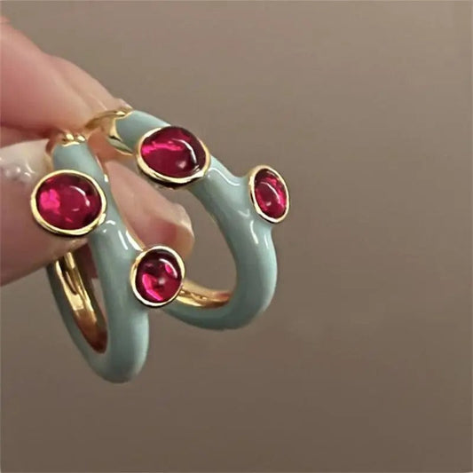 Vintage silver earrings with zircon