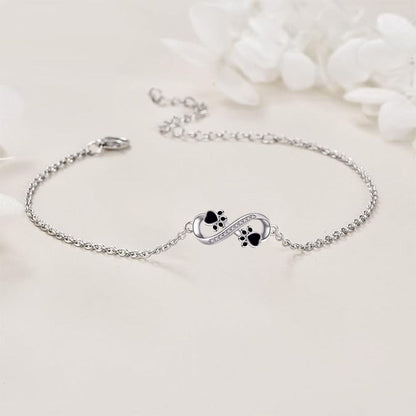 Animal Paw Infinity Symbol Pendant Bracelet with Zirconia