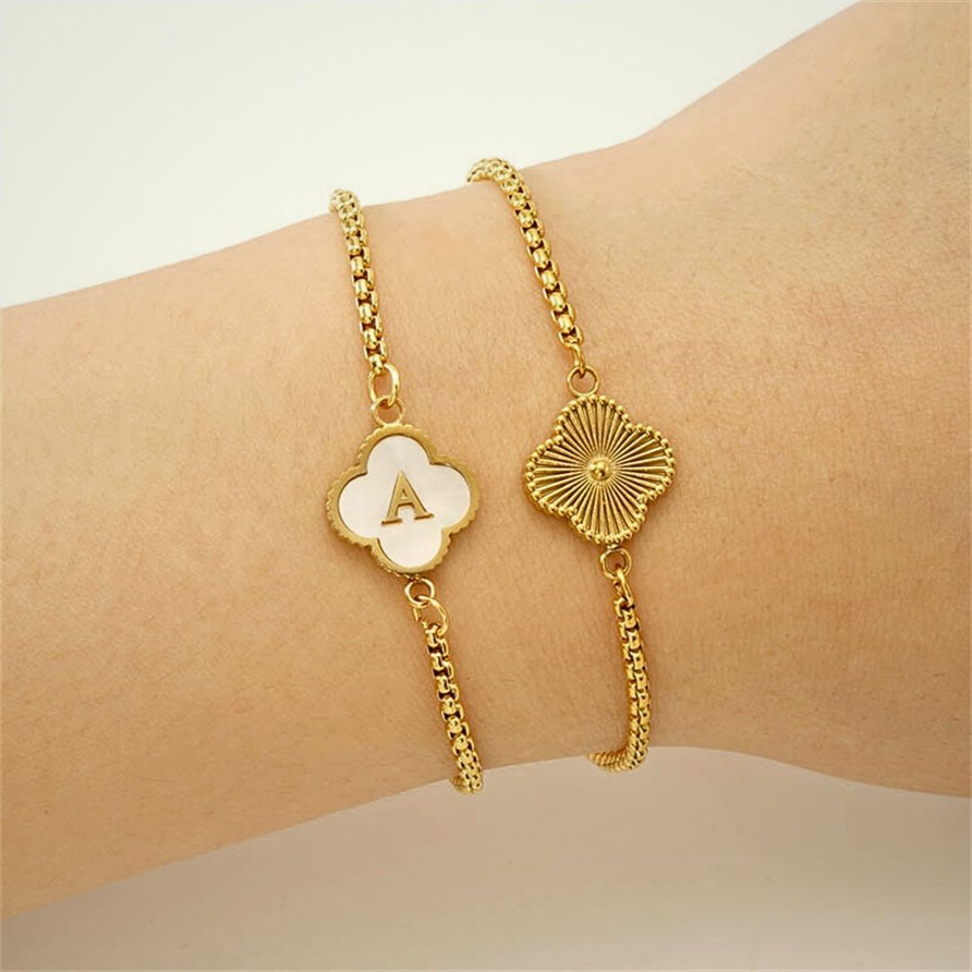 Custom clover initial bracelet