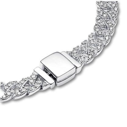 Open Circle Three Row Necklace | White Gold