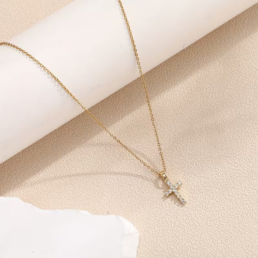 Zirconia Cross Pendant Necklace