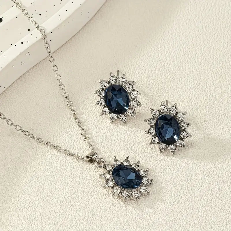 Golden Blue Bloom Earrings | Gold