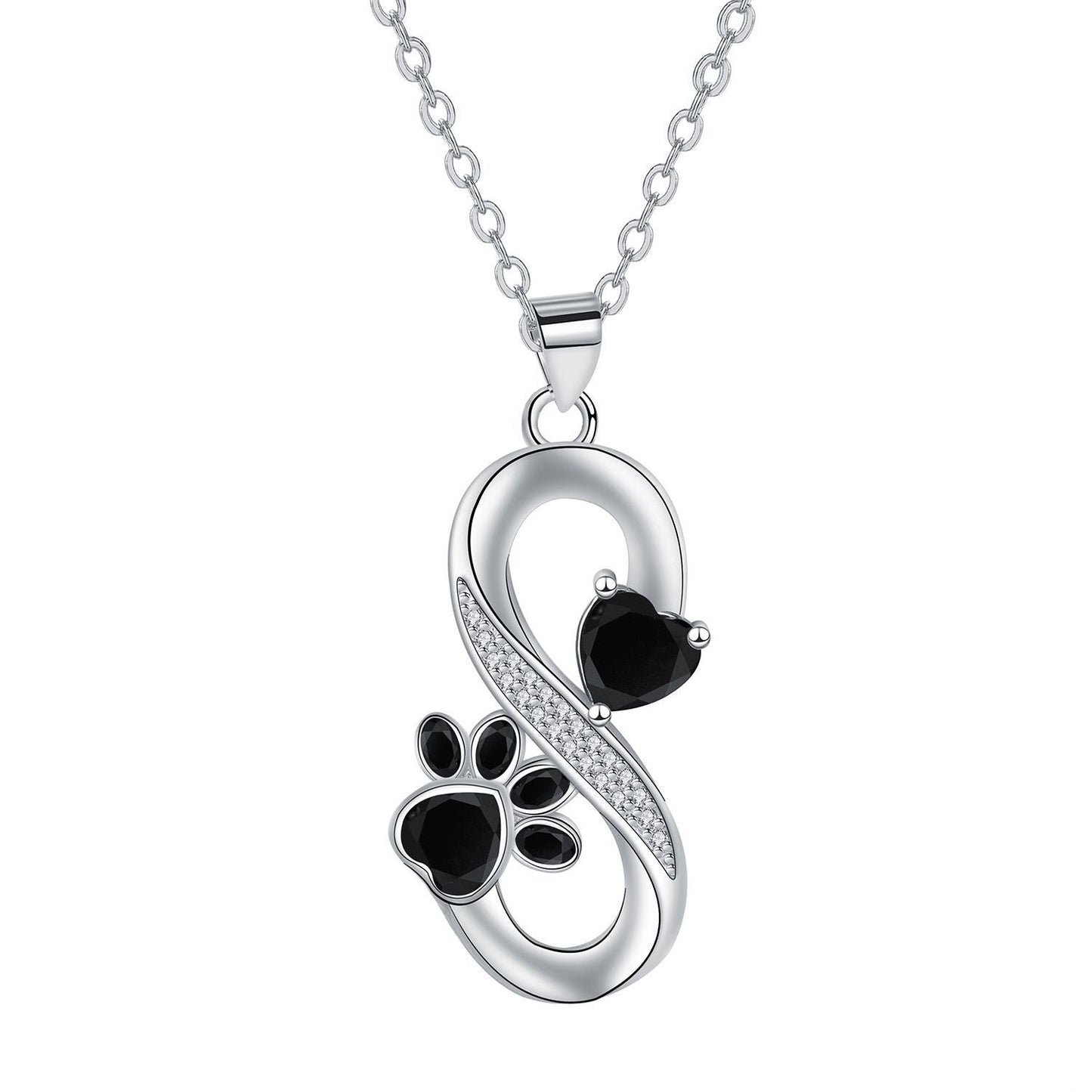 Infinity Symbol Hearts Paw Print Necklace