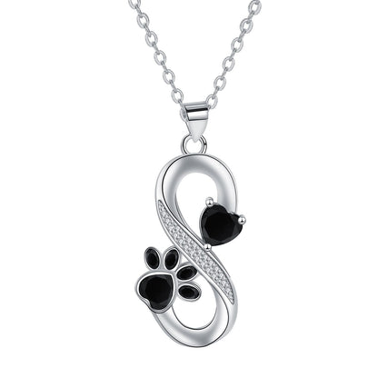 Infinity Symbol Hearts Paw Print Necklace
