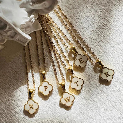 Clover-shaped initial necklace
