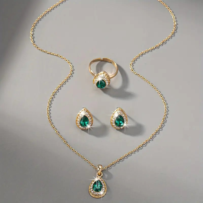 Golden Green Cubic Zirconia Earrings | Gold