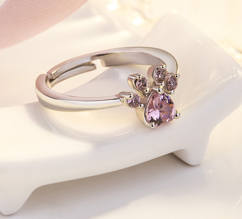 Rose Gold Paw Jewelry Box – 4-Piece with Zirconia Heart (Ring, Necklace, Earrings, Bracelet)