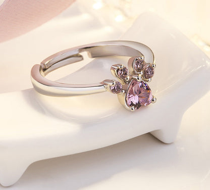 Rose Gold Paw Jewelry Box – 4-Piece with Zirconia Heart (Ring, Necklace, Earrings, Bracelet)