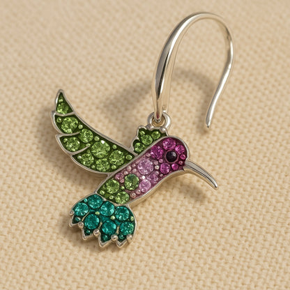 Sparkling Colorful Hummingbird Earrings