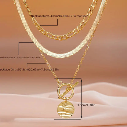 Textured Coin Multi-Layer Savira Necklace | Gold