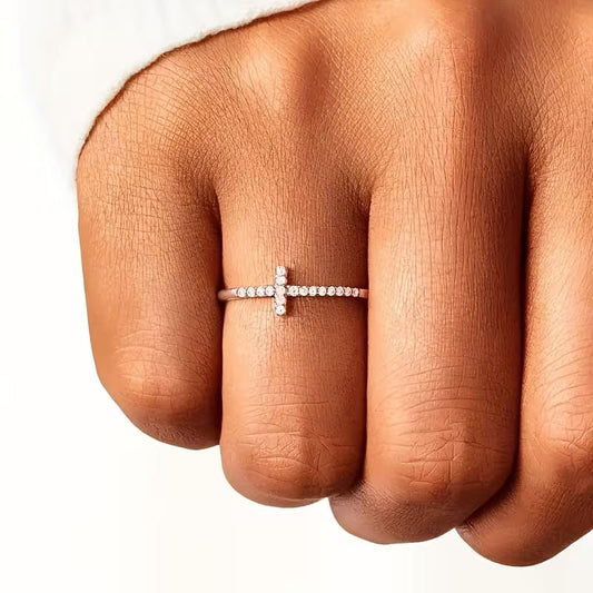 Minimalist Zirconia Cross Ring