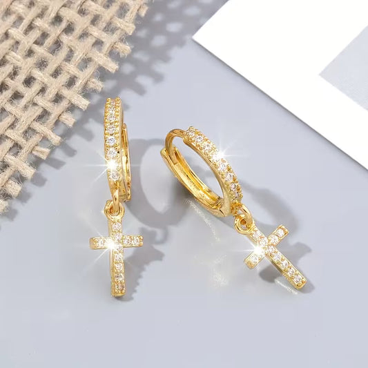 Zirconia Cross Earrings