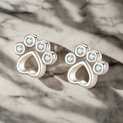 Fine Sterling Silver Paw Earrings – With Sparkling Zirconia