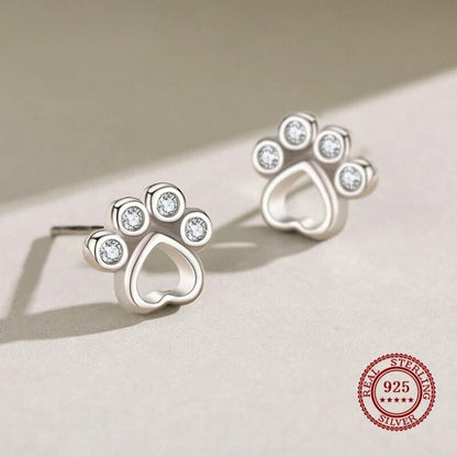 Fine Sterling Silver Paw Earrings – With Sparkling Zirconia