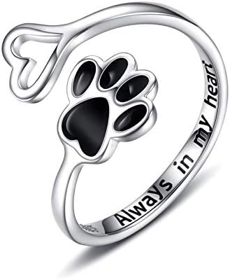 Handmade Paw and Heart Ring – Adjustable 925 Sterling Silver