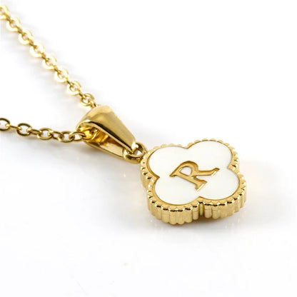 Clover-shaped initial necklace
