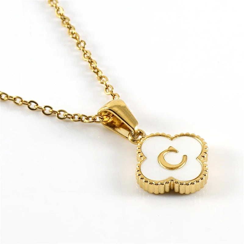 Clover-shaped initial necklace