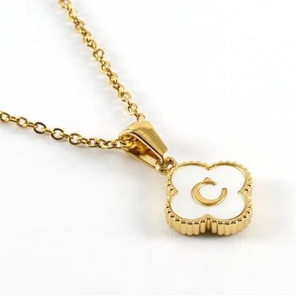 Clover-shaped initial necklace