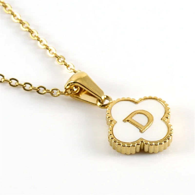 Clover-shaped initial necklace