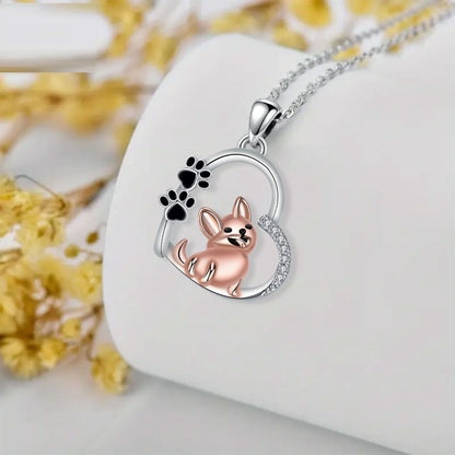 Cute Dog Heart Pendant Necklace