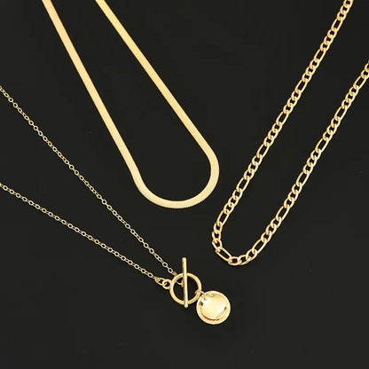 Textured Coin Multi-Layer Savira Necklace | Gold