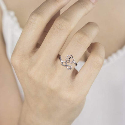 Handmade Paw and Heart Ring – Adjustable 925 Sterling Silver