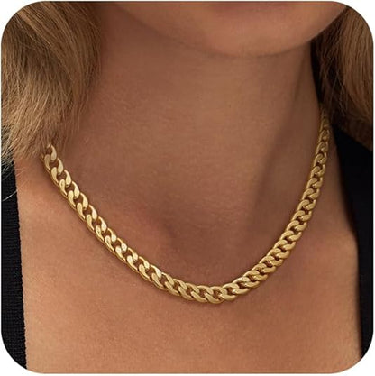 Thick Cuban Link Chain Necklace | Gold