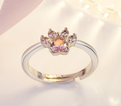 Rose Gold Paw Jewelry Box – 4-Piece with Zirconia Heart (Ring, Necklace, Earrings, Bracelet)
