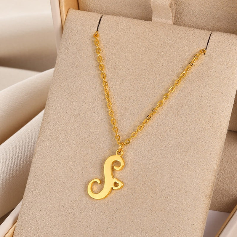 Initial pendant necklaces in cursive letter