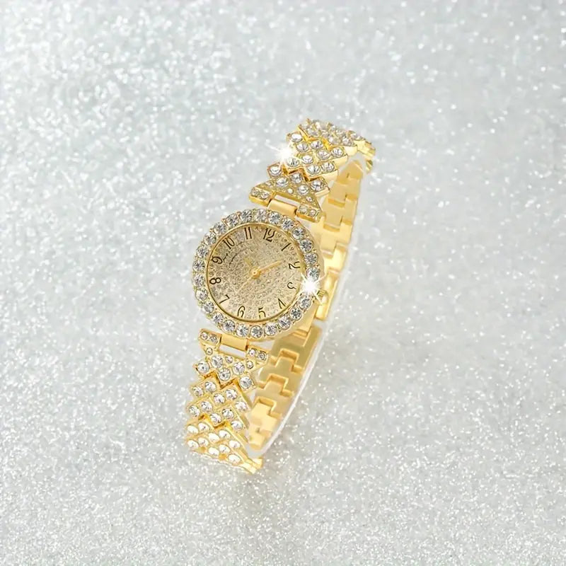 Luxe Radiance Watch and Bracelet Set | Gold