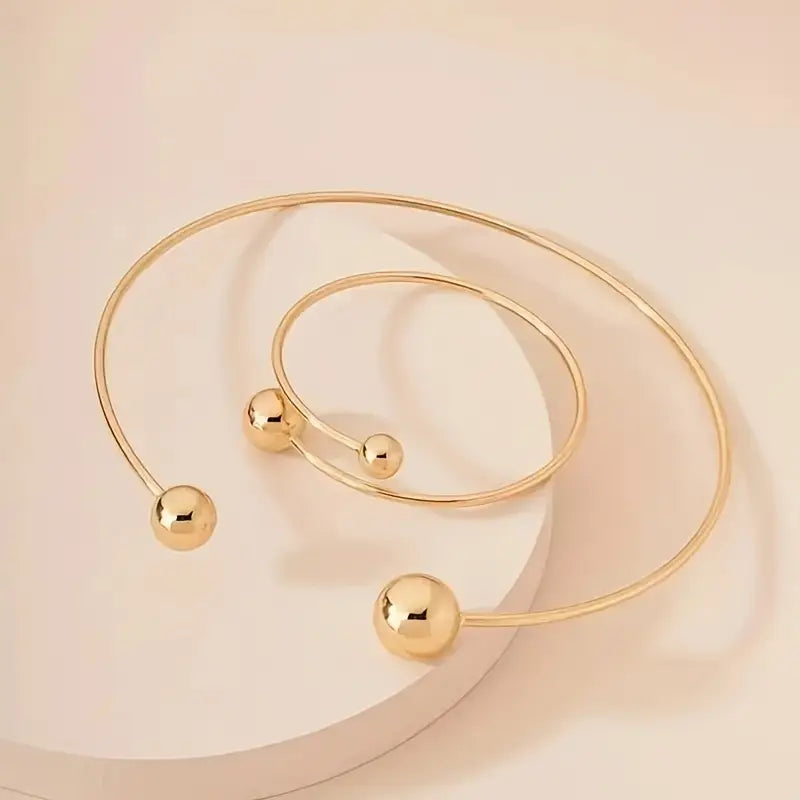 Minimalist Glow Necklace and Bracelet Set | Gold