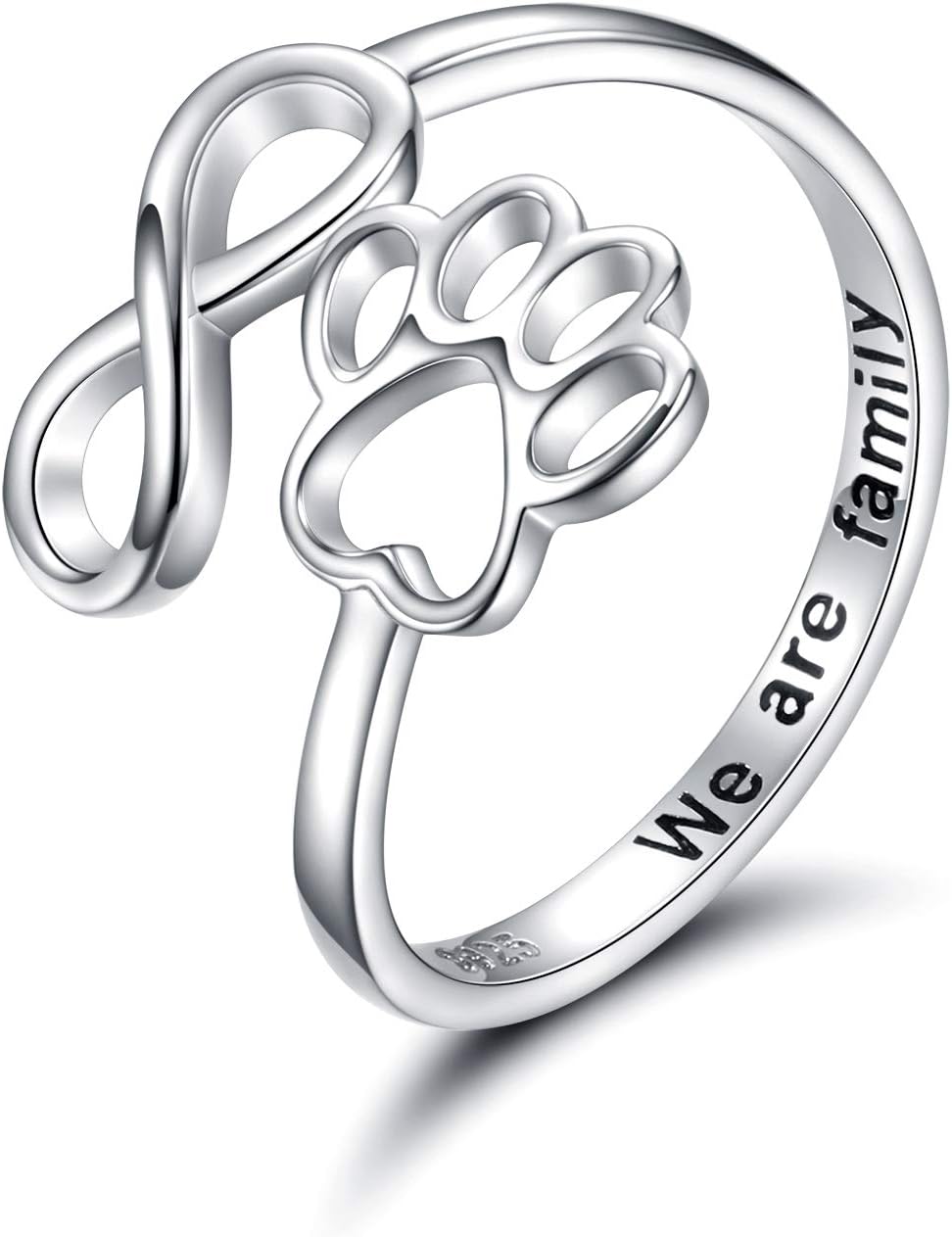 Handmade Paw and Heart Ring – Adjustable 925 Sterling Silver