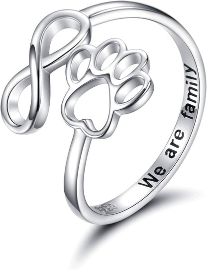 Handmade Paw and Heart Ring – Adjustable 925 Sterling Silver