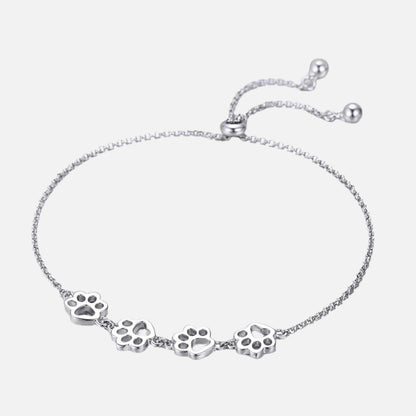 Sterling Silver Paw Print Bracelet – Adjustable Size