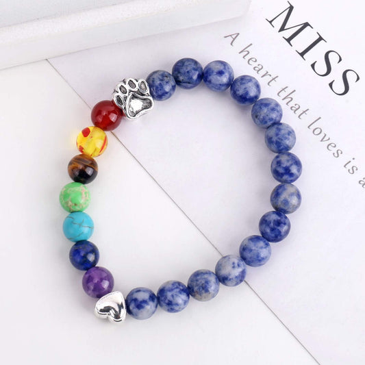 Rainbow Memorial Bracelet – Pet Loss Gift 7 Chakra Beads