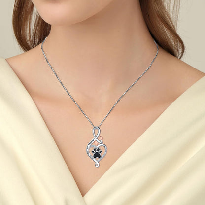 Lucky Paw Necklace with Heart, Bone and Infinity – 'Always in My Heart' Pendant