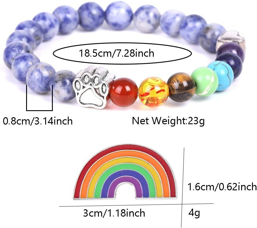 Rainbow Memorial Bracelet – Pet Loss Gift 7 Chakra Beads