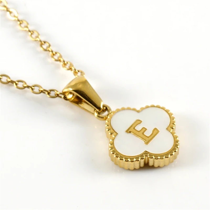 Clover-shaped initial necklace