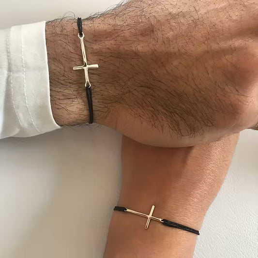 Braided Cross Couple Bracelet