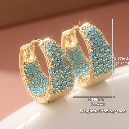 Turquoise Pearl Circle Earrings in Gold Tone | Gold