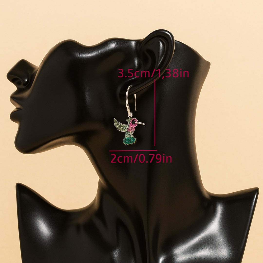 Sparkling Colorful Hummingbird Earrings