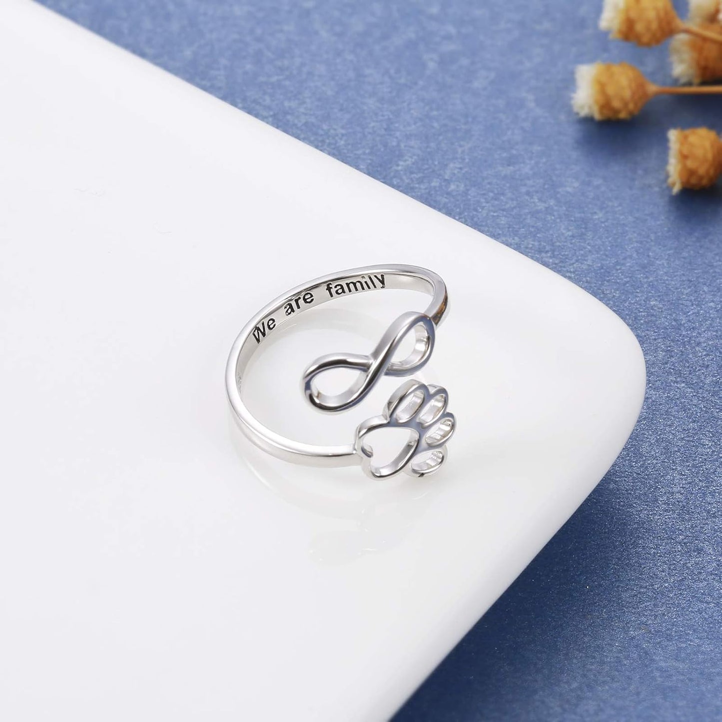 Handmade Paw and Heart Ring – Adjustable 925 Sterling Silver
