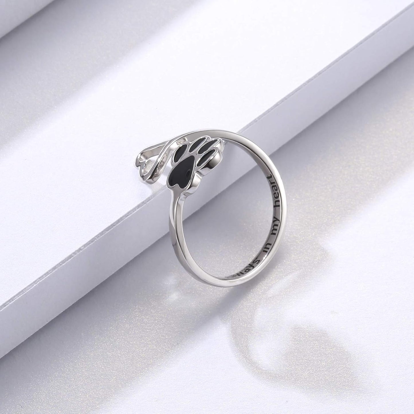 Handmade Paw and Heart Ring – Adjustable 925 Sterling Silver