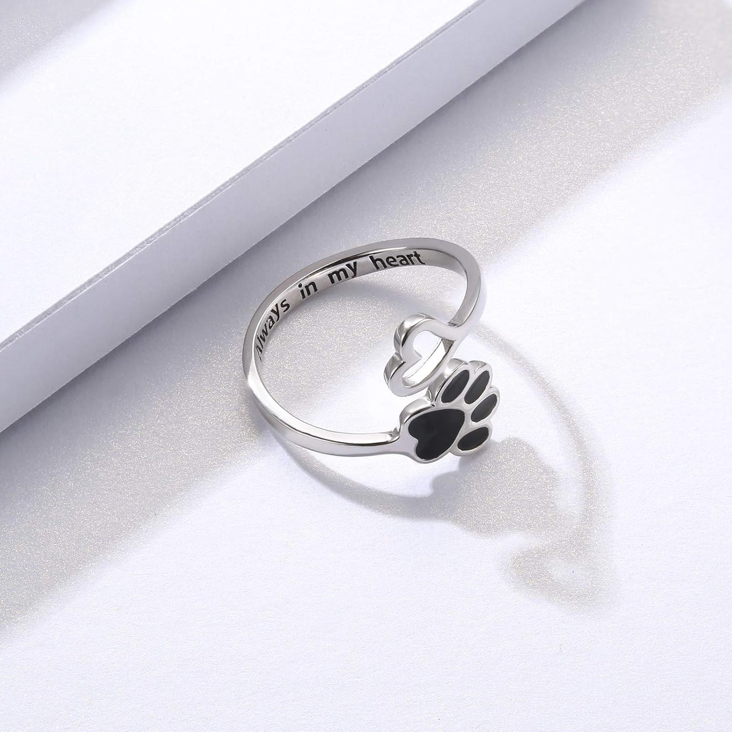 Handmade Paw and Heart Ring – Adjustable 925 Sterling Silver
